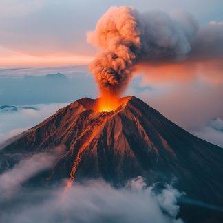 Photo d'un volcan en éruption